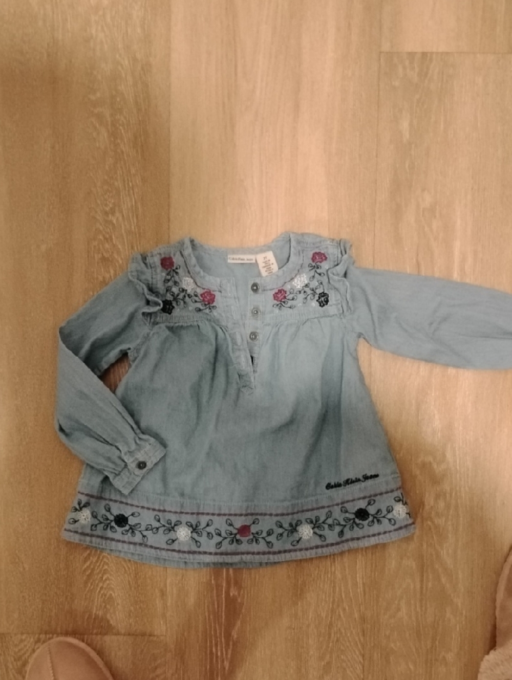 Calvin Klein Jeans Light Blue Embroidered Denim Tunic